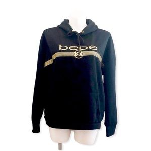 Bebe Sport Hoodie Sweatshirt in Black & Gold, Plus Size 3X New with Tag